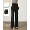 TERRE BLEUE Women's High-Waist Faux Two-Piece Micro-Flare Casual Pants