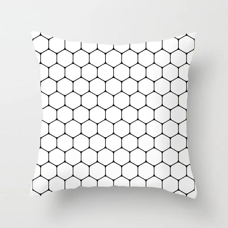 Geometric Cushion Cover Black and White Pillow Case Cover Striped Dotted Pillowcase Grid Triangular Geometric Cushion Cover