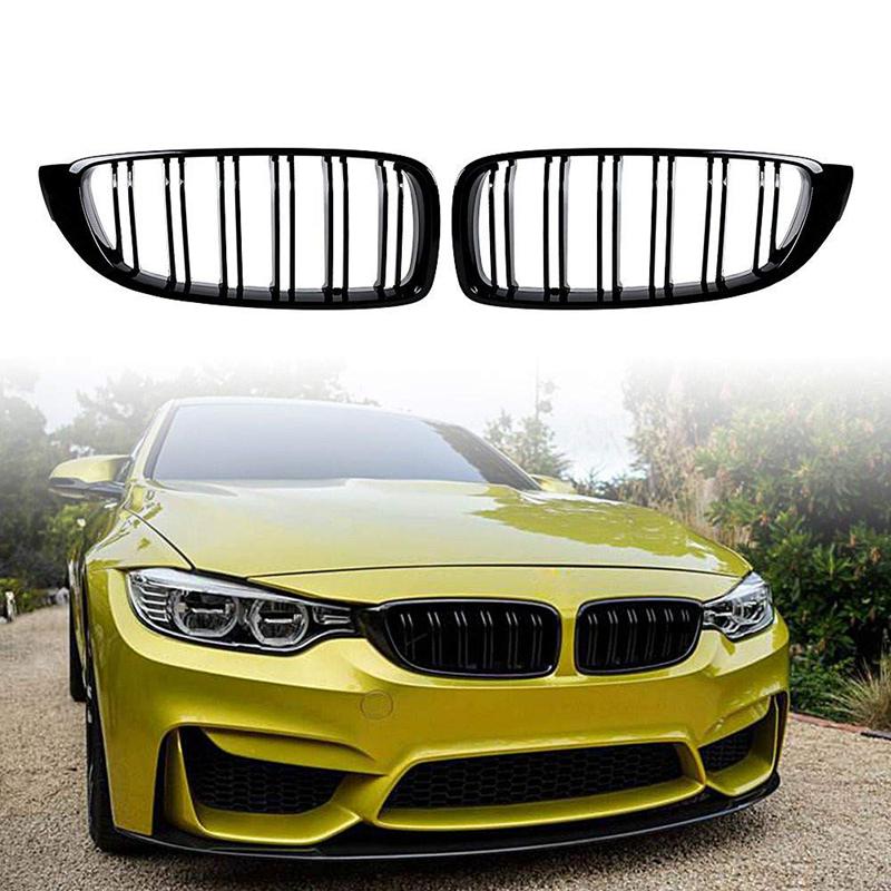 Kühlergrill Gitter Nierengrill Ersatz für BMW 4er F32 F33 F36 F80 F82 Doppelsteg M4 Sport Style Glänzend Schwarz