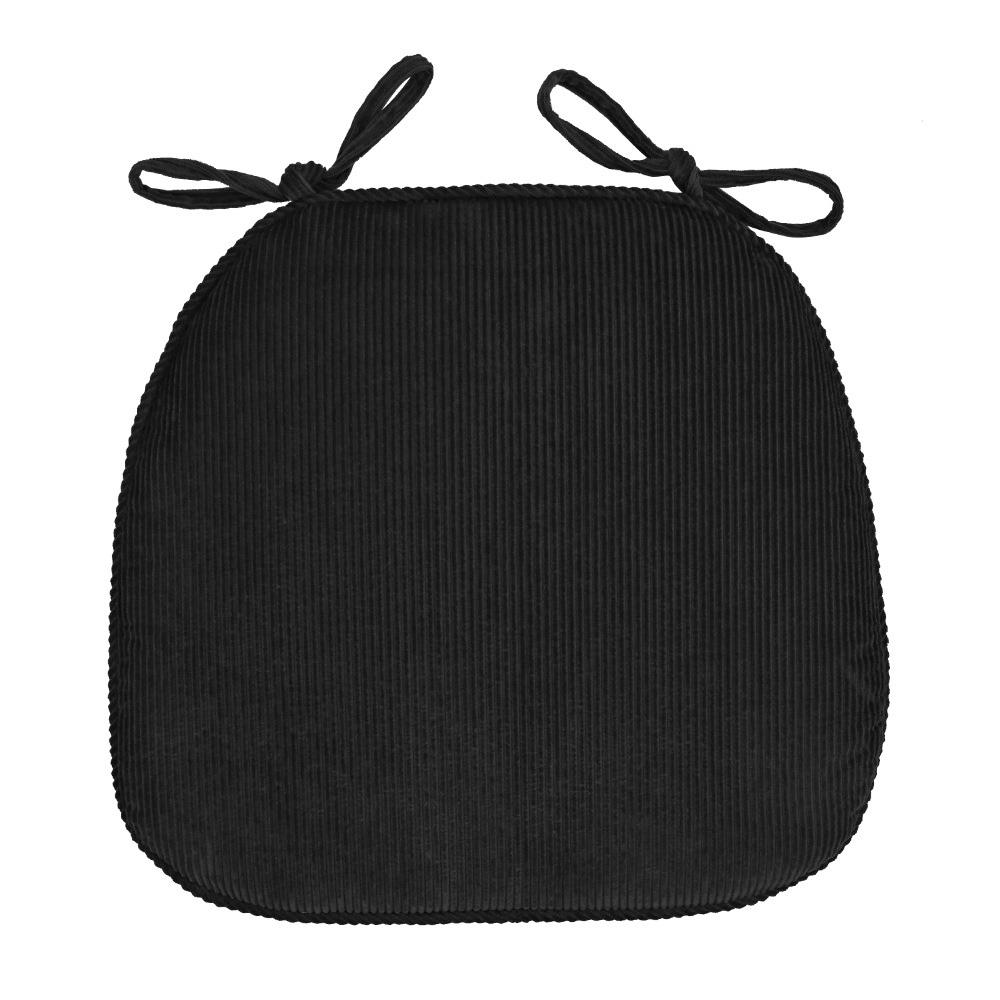

Corduroy Chair Cushion With Straps Student Horseshoe-shaped Chair Cushion Soft Seat Cushion Solid Color Chair Pads Home Supplies чорний