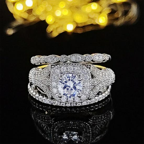 Luxurious Non-Fading Unisex Diamond Wedding Band Set