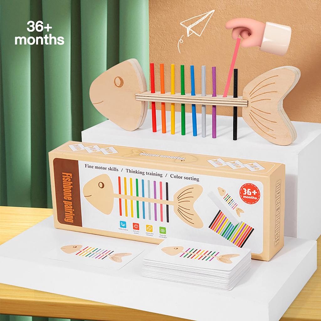 Educational Toy Puzzle Game For Kids Fishbone Color Pairing Toy Enhancing Hand Eye Coordination And Color Recognition