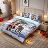 Set plapumă fără cipuri cu imprimeu 3 buc Merry Christmas, dormitor multi-mărime, lenjerie de pat pentru cămin, decorațiune de sărbători, lavabil la mașină