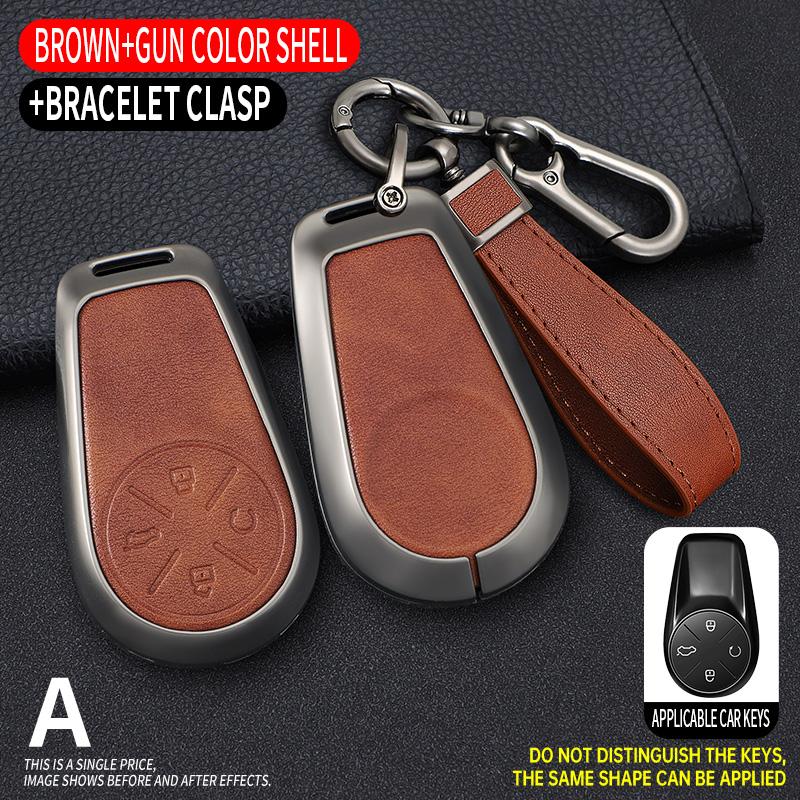 Zinc Alloy Leather Car Remote Smart Key Case Cover Holder for Chery Exeed VX FL CDM\LX PHEV Modified 2024 Keychain Accessories