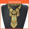Ethnic Style Long Pendant Necklace With Water Ripple Design For Women And Men