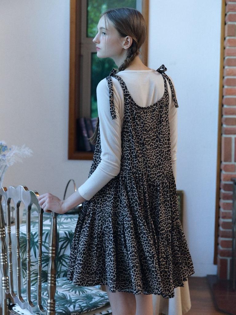 Fabric Seoul Leopard Round Mini Dress_Brown