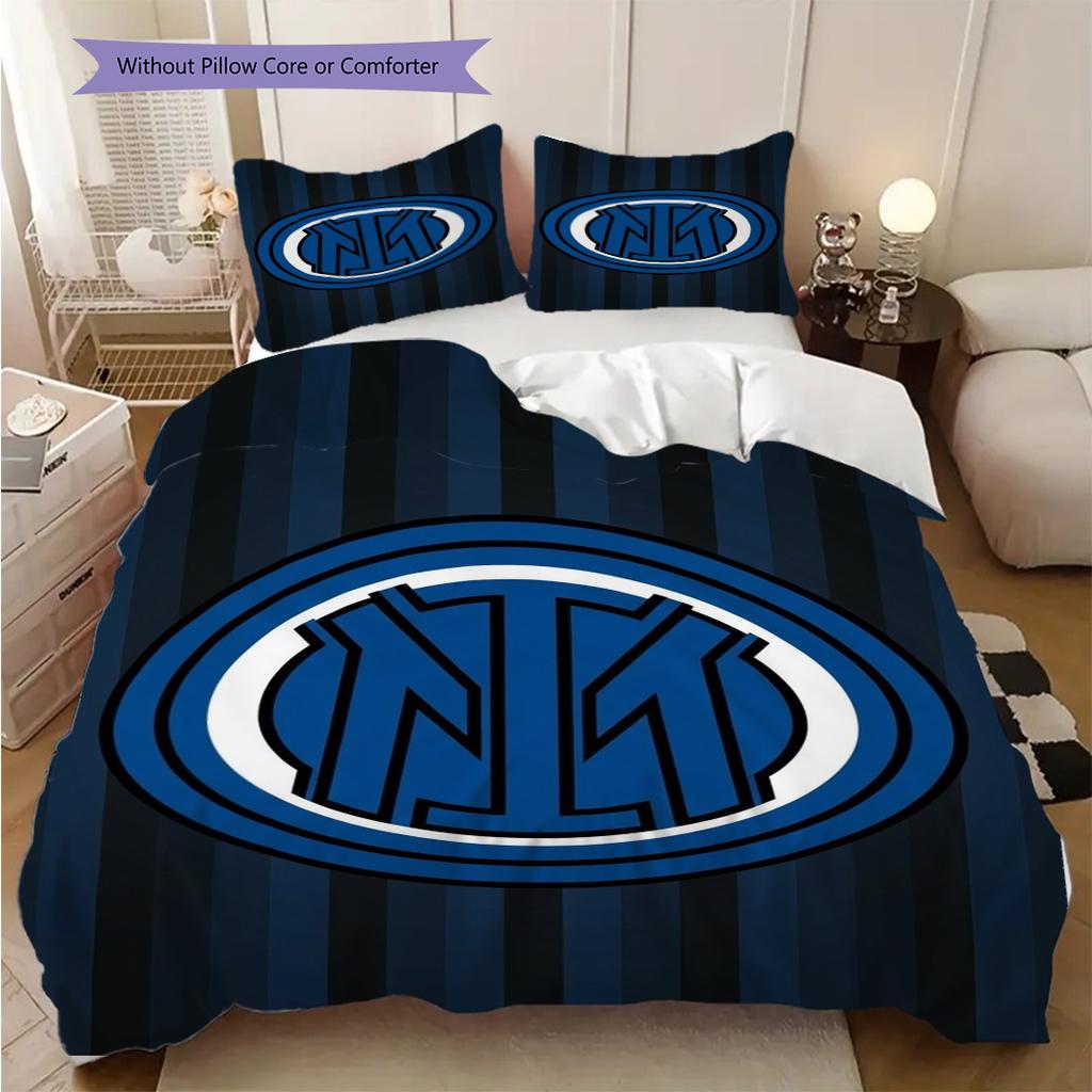 Inter Milan Emblema a Strisce Set da Tre Pezzi (1 * copripiumino + 2 * federa, senza nucleo) Regalo di compleanno di Natale Copripiumino e federa