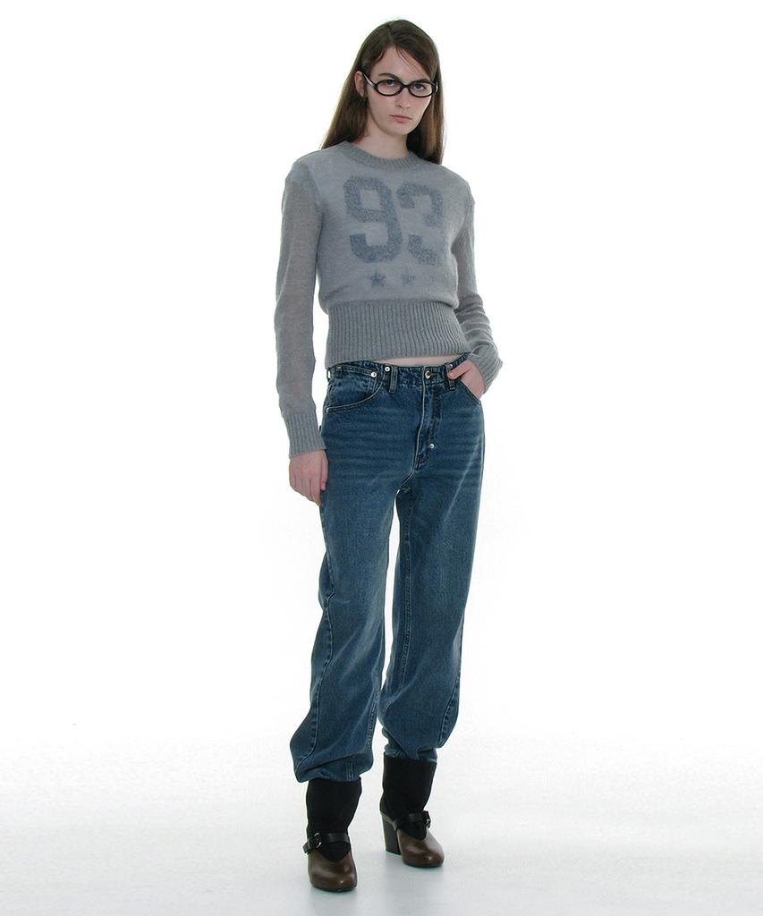 PARTIMENTO WOMEN Sheer Wide Rib Knit Crew Neck_Gray