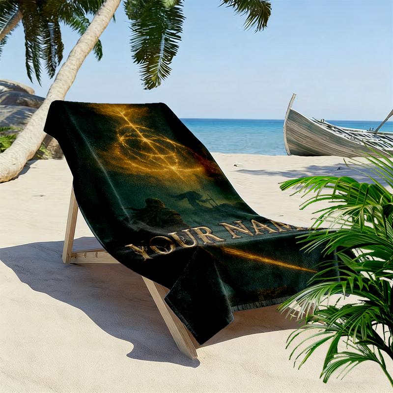Custom Name Elden Ring Print Beach Towel, Large Soft Quick Dry Towel for Beach Camping Swimming_xia
