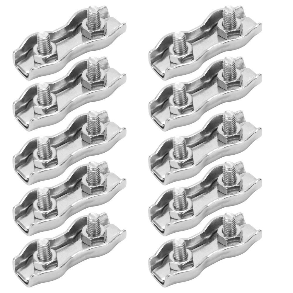 10pcs 304 Stainless Steel Steel Wire Rope Clip Double Grips Double Bolt Wire Clamp Electric Fences
