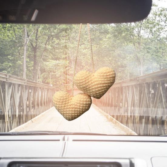 Háčkovaný přívěsek ve tvaru srdce s dvojitým srdcem, závěsná dekorace s láskou, přívěsek ve tvaru srdce, šňůrka na přívěsek do auta, zrcadlo, záclony, tašky, klíčenky