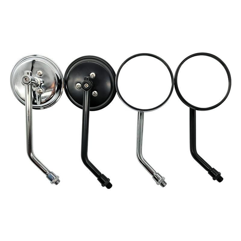 Adjustable Short Stem Round Rearview Mirror Motorcycle Electric Scooter - Black Or Chrome Finish