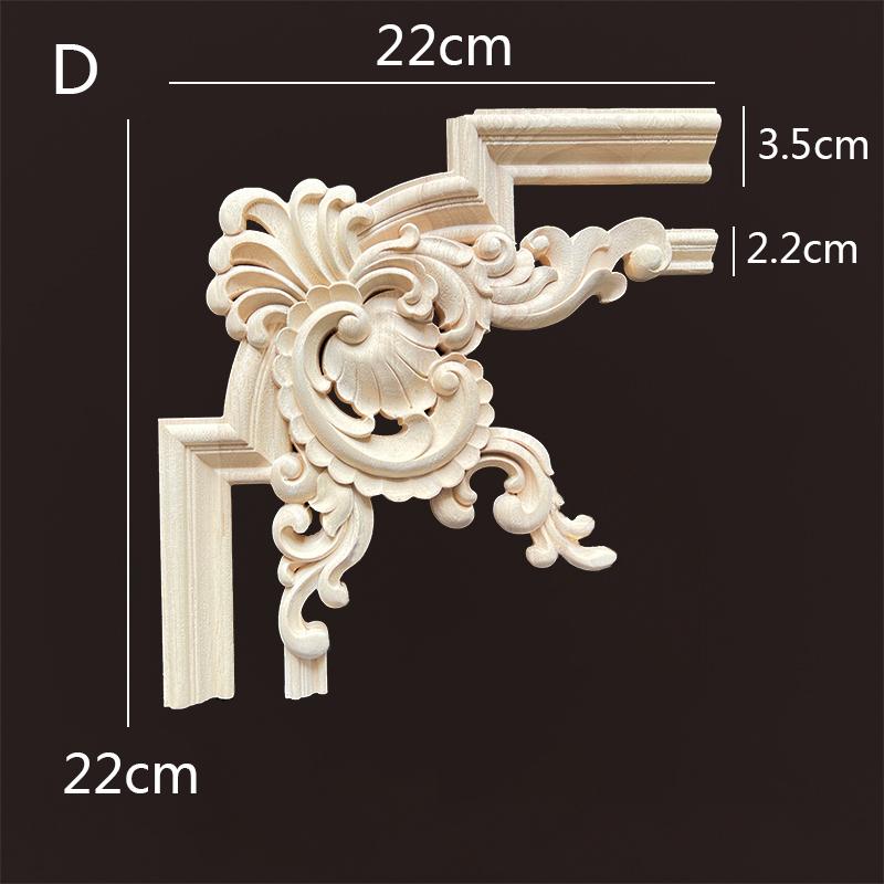 Wood Applique Corner Natural Floral Wood Carved Figurine Craft Home Decoration Accessories Background Wall Decoration Decal