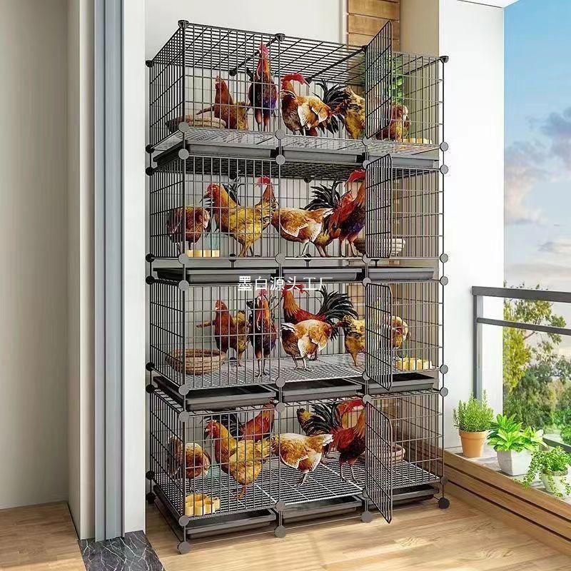 Large Iron Chicken Coop & Rabbit Cage for 20 Birds, 3-Layer, Indoor/Outdoor with Automatic Waste Cleaning