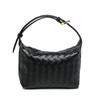 Mini Bolso de Hombro Tejido a Mano para Mujer Elegante Casual Cruzado Tote Con Cremallera Suave Piel PU Forma de Gota de Agua