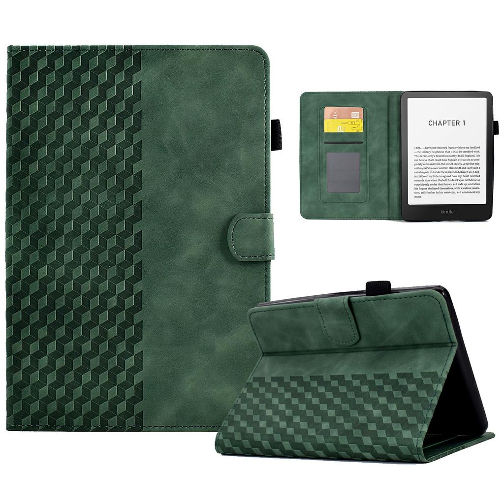 For Amazon Kindle Paperwhite (2024) Case Card Slots Leather Cover Block Pattern