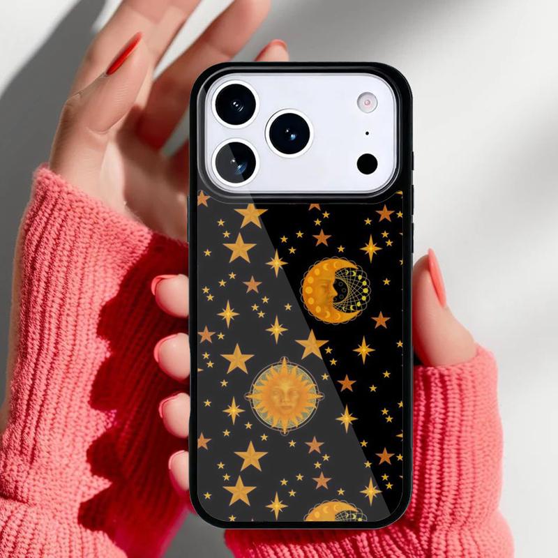 Vintage Moon Sun Stars Celestial Phone Case for iPhone 17 Air 16e 15 14 13 Pro Max Back Cover for 12 11 Pro Coque