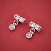 Sterling Silver Fu Character Bamboo Joint 3D Pendant for DIY Necklace and Bracelet Accessories