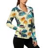 Women's Lightweight Zip-Up Hoodie with Hood and Pockets Hawaiian Print Long Sleeve Sun Protection Jacket for Outdoor Activities