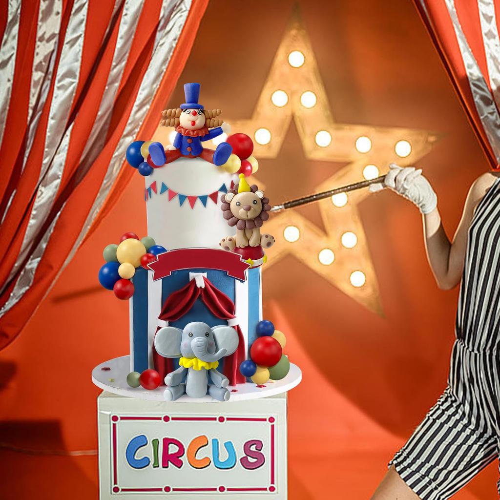 19 PCS Circus Cake Decoration Birthday Cake Decorations Balls Cake Picks for Carnival Birthday Party Supplies Baby Shower Decor
