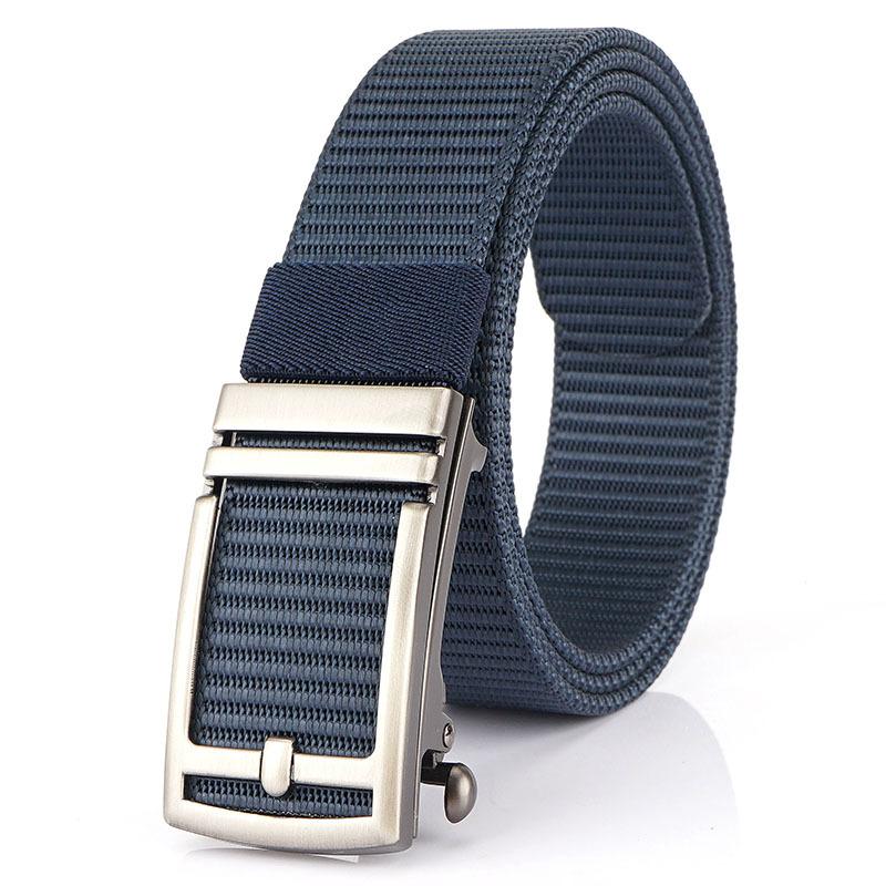 New Men'S Commuting Belt With Automatic Buckle Nylon Waistband, Outdoor Leisure Versatile Double-Layer Thick Belt