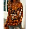Summer Women's 3D Printed Crew Neck Long Sleeve T-Shirt Fashion Versatile Trend Breathable Casual Vacation