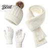 Comfortable Knit Beanies for Cold Seasons Winter Hat Scarf Gloves Set Knitted Pom Warm Thermal Soft Acrylic Weather Gear Gloves Solid Color