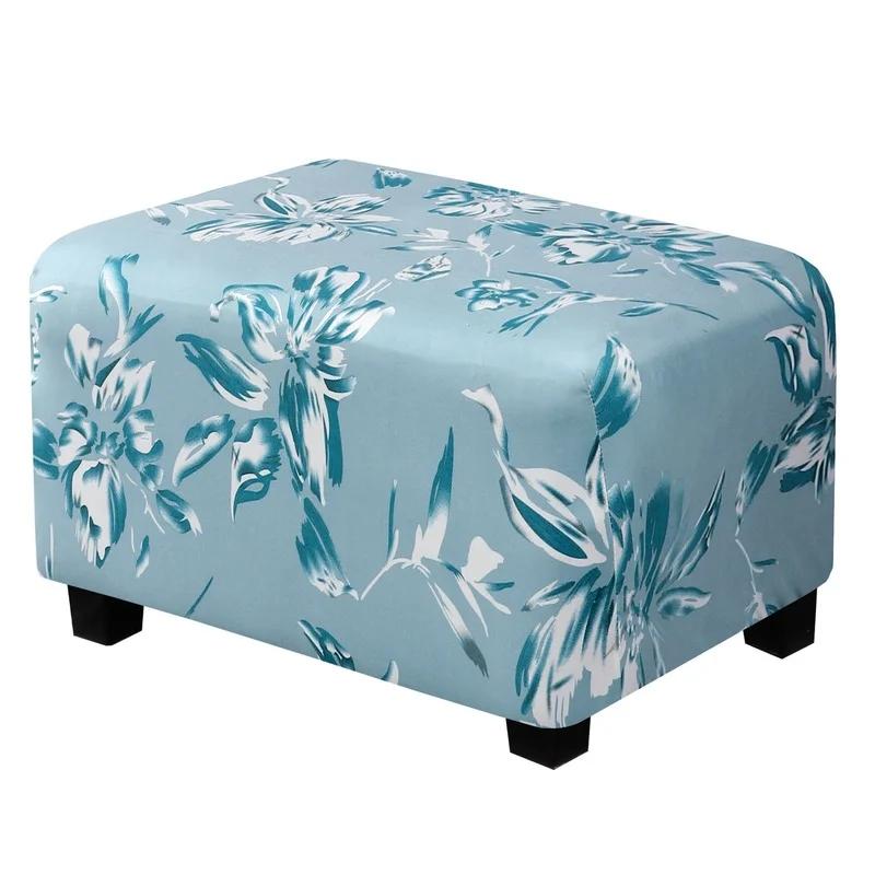 Ottoman Slipcovers Rectangle Super Stretch Footrest Sofa Slipcovers Footstool Protector Covers Feature Soft Thick Bouncy