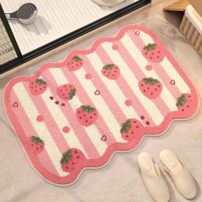 

Имитация кашемира впитывающий коврик для пола в ванную комнату, домашний ковер с цветами, коврик для ванной комнаты, маленький свежий плюшевый коврик с клубникой для умывальника 40x60cm15.7x23.6in