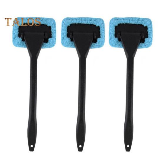 3Pcs Windshield Cleaning Wand Auto Window Cleaner Long Handle Easy To Use Portable Windshield Cleaning Tool with Reusable Cloth Pads