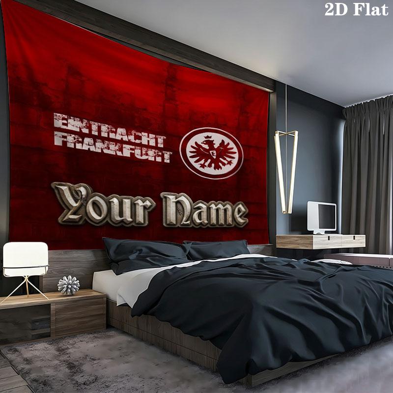 Eintracht Frankfurt Custom Name Wall Tapestry Aesthetic Wall Hanging Printed Fabric Blanket Decorative Tapestries for Bedroom Living Room Home Decor
