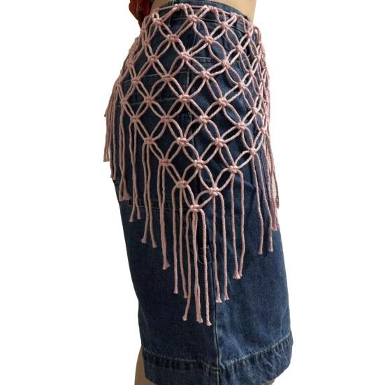 Bohemian Braided Waist Sash Hip Sash Belt with Long Tassels Women Knotted Cord Sash Fashion Accessory for Dresses Skirts Jeans