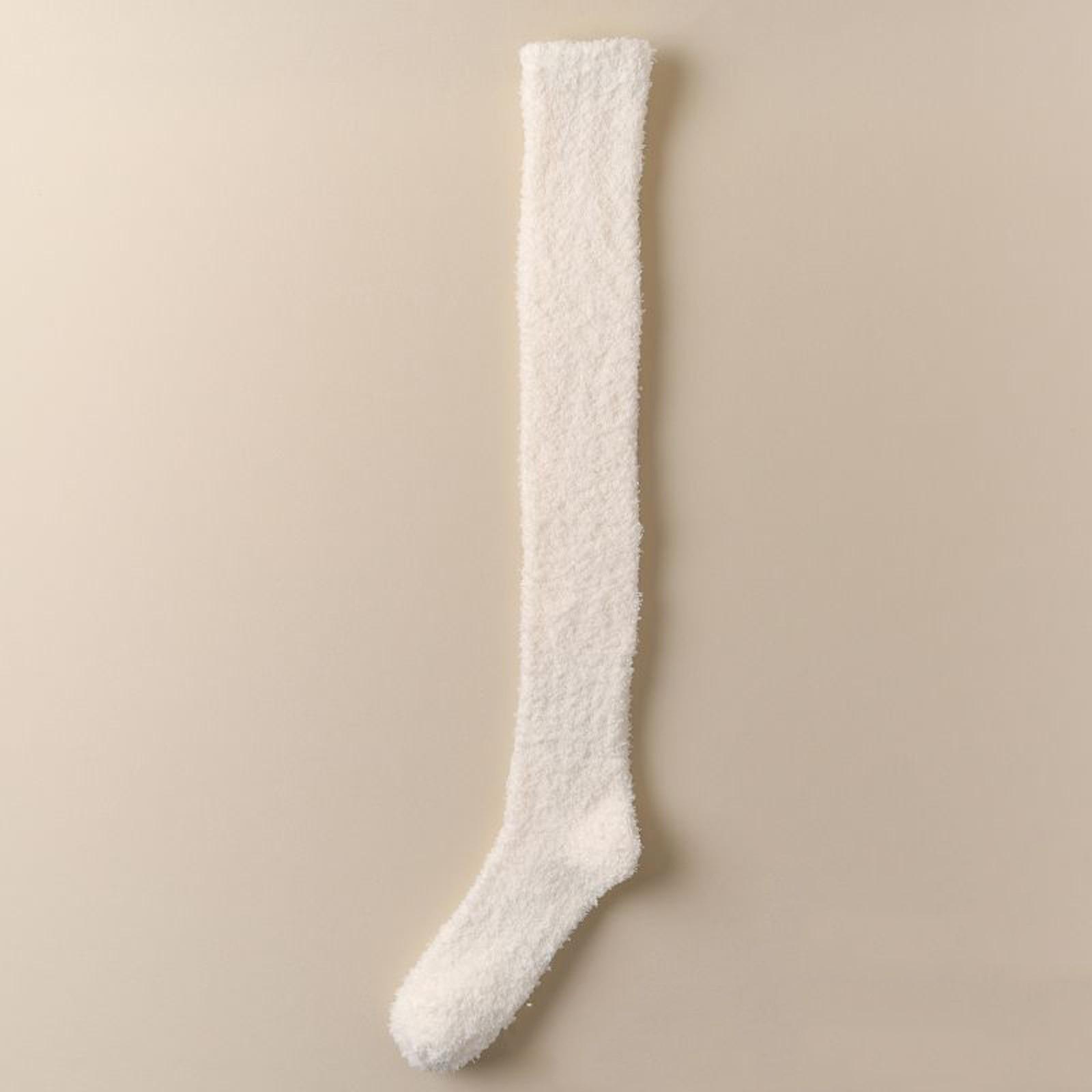 

Женские зимние чулки цвета кораллового бархата, очень толстые, для сна дома, выше колена One Size