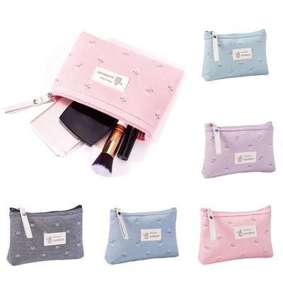 Fashion Floral Cosmetic Bag Canvas Women Travel Make Up Bags Zipper Pouch Japan Style Female Toiletry Wash Bag New