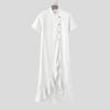 Stand Short Neck Men Incerun Sleeve Casual Split Irregular Ruffled Long Tunic Tops