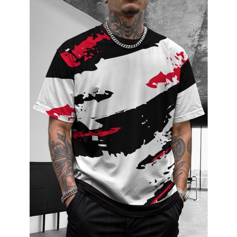 Outdoor Fitness Sports Men's Short Sleeved T-shirt Casual Top Summer Striped Style