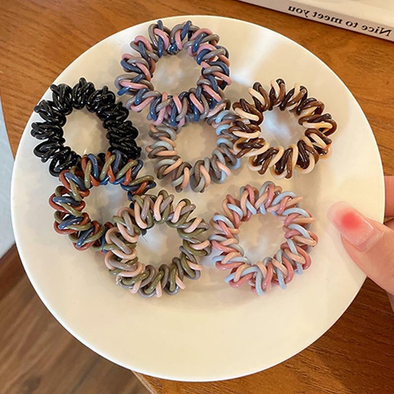 1PC Thick Telephone Women Wire Elastic Hair Band Colour Spiral Cord Stretch Rubber Band to Hold Heavy Girls Hair Accessories