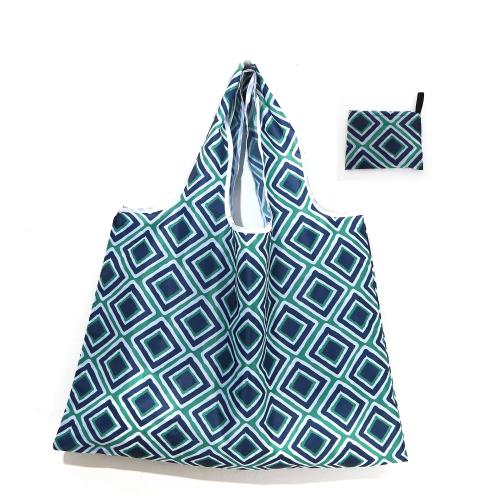 Foldable Reusable Shopping Bag Hidden Handle Tote Lightweight Grocery Storage Pouch with Inner Pocket for Travel Camping Beach