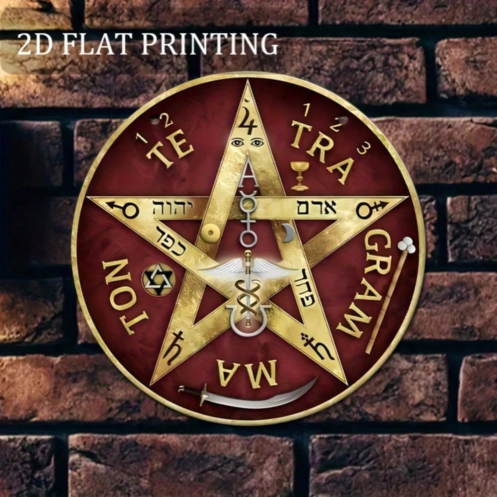 

Vintage Pentagram Metal Tin Sign 2D Aluminum Wall Art for Man Cave Home Bar Halloween Decor Housewarming Gift 20x20 різнокольоровий