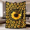 2026 Latest Flannel Blanket | Sunflower Print, Contemporary Style, Mixed Colors, All-Season, Digital Print, Polyester, 200-250g Square, Ideal for Sofa