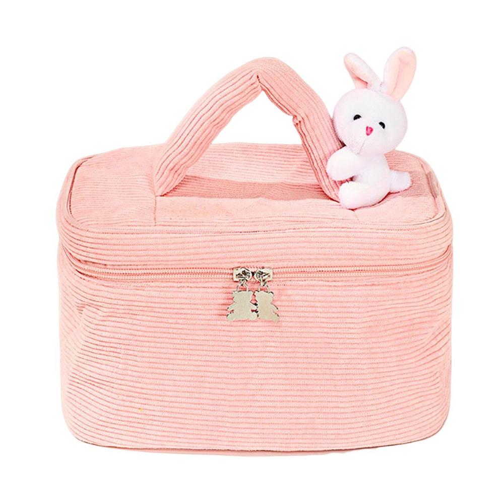 

Zipper Makeup Bag Corduroy Large Capacity Makeup Bag Women Travel Supplies Stylish Organizer Case For Home Gym Camping