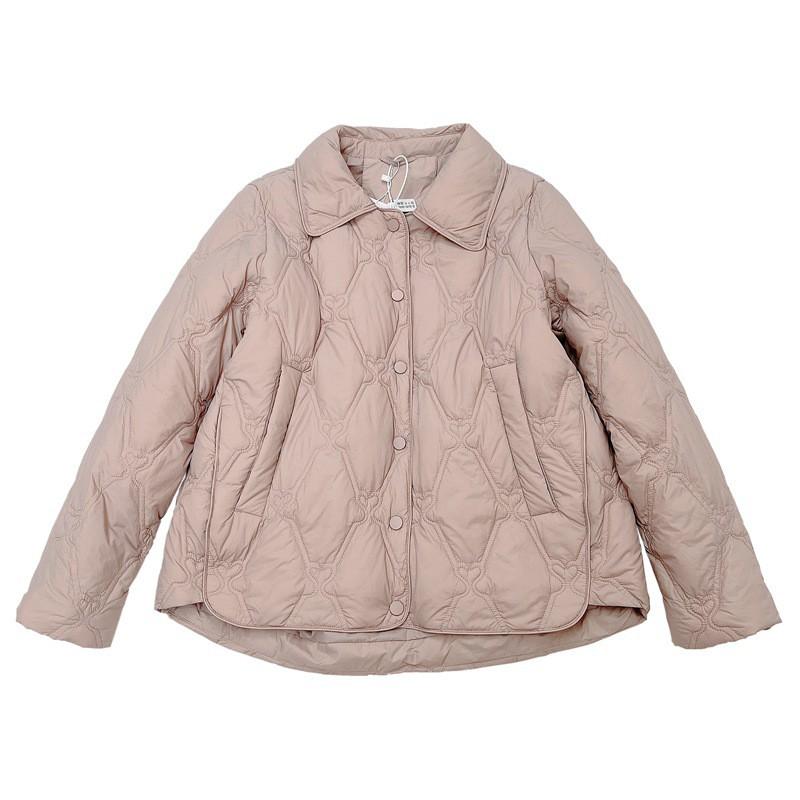 Womens Lightweight Hoodless Down Jacket Short Slim Fit Korean Style Casual Quilted Duck Coat