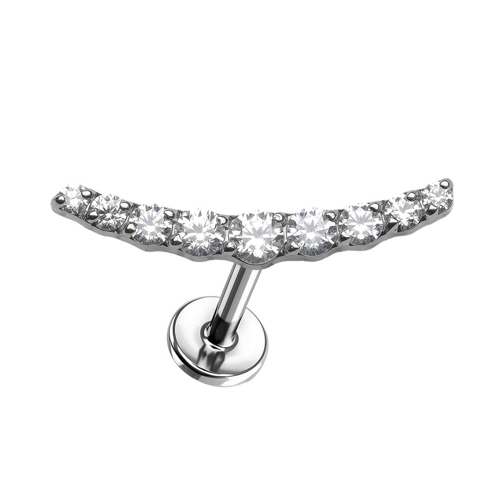 Hot Sale Body Jewelry: Titanium Labret Flatback Tragus Earring Stud Internal Thread Zircon Rings