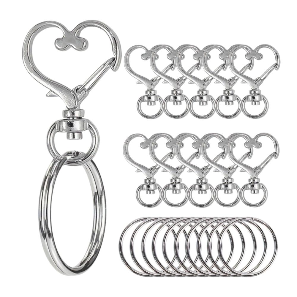 20pcs Set Heart Shaped Lobster Clasp Keyring Multi-Purpose Lanyard Accessories  for DIY Crafts