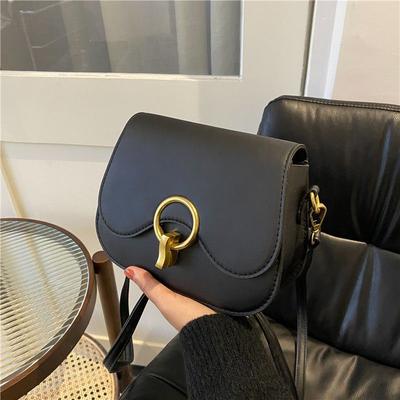 Neu Klappe Umhängetaschen Für Frauen Mode Lock Design Schulter Tasche Einfarbig Pu Leder Damen Sattel Handtaschen