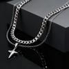 Simple Trendy Star Pendant Necklace, Silver Color Stainless Steel Choker for Men Fashion Party Punk Jewelry Accessories