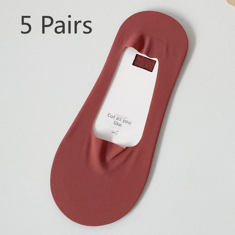 5 Pairs of Women's Summer Thin Style Shallow Mouth Non Slip Cotton Bottom Invisible Socks