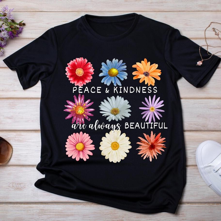 Peace And Kindness Are Always Beautiful T Shirt Girls Harajuku Kawaii Clothes Summer Fashion TShirt Women Casual Tshirt Femme