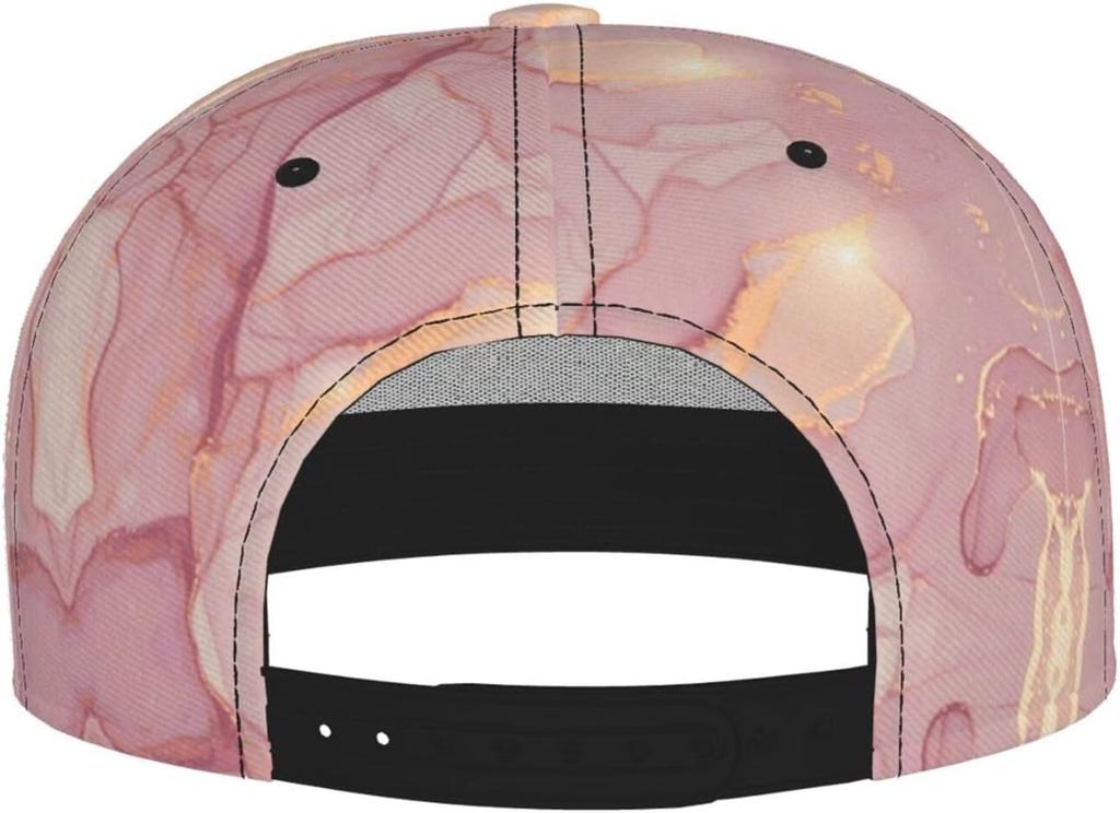 Pink Purple and Gold Stone Marble Texture Baseball Cap for Men Women, Adjustable Trucker Hat Snapback Sun Dad Cap Lightweight