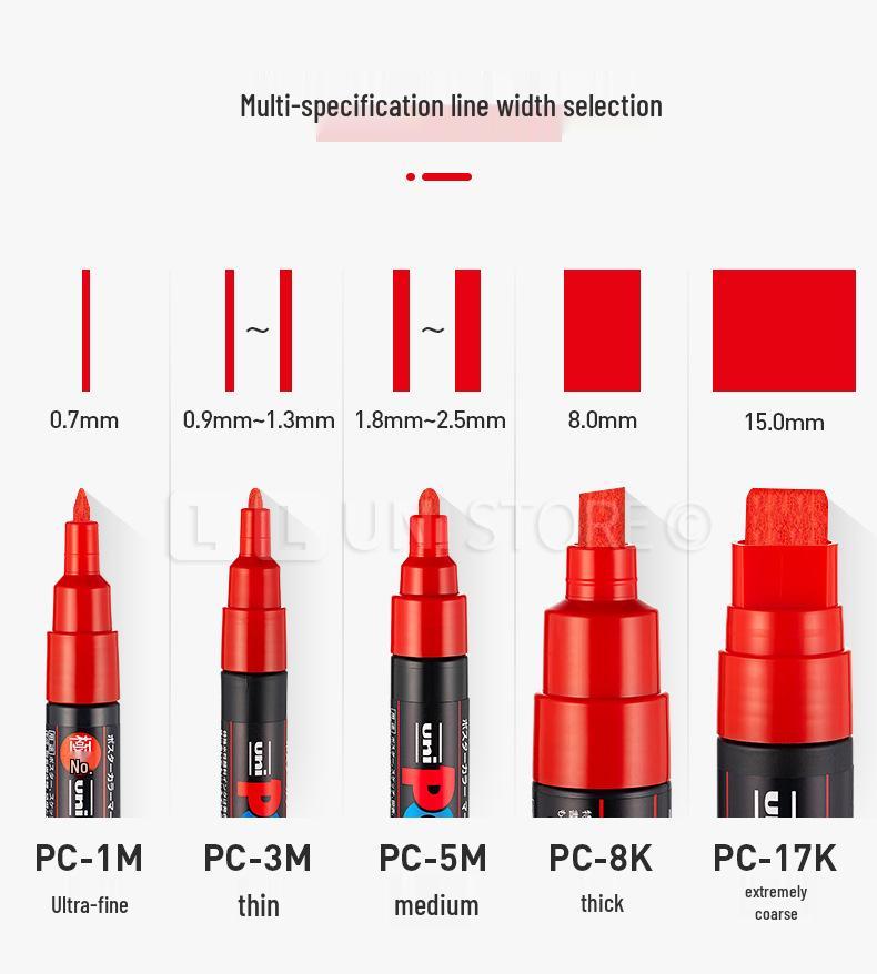 POSCA Treasure Color Acrylic Marker Set (Water-Based, PC-1M/3M/5M)